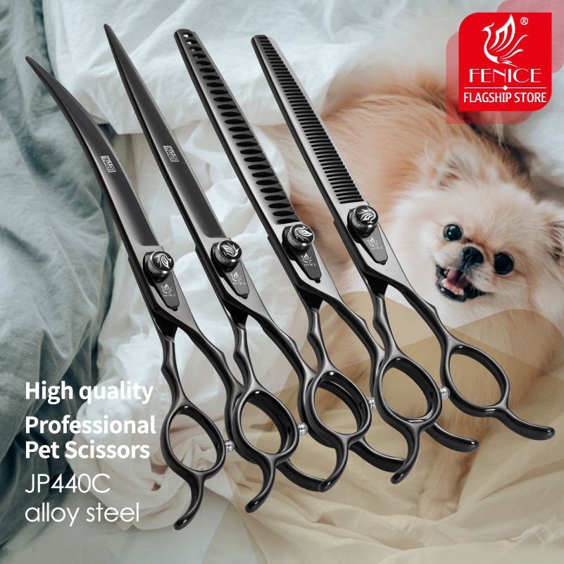 Grooming Scissors - Fenice JP440C Çelik Profesyonel Siyah Köpek