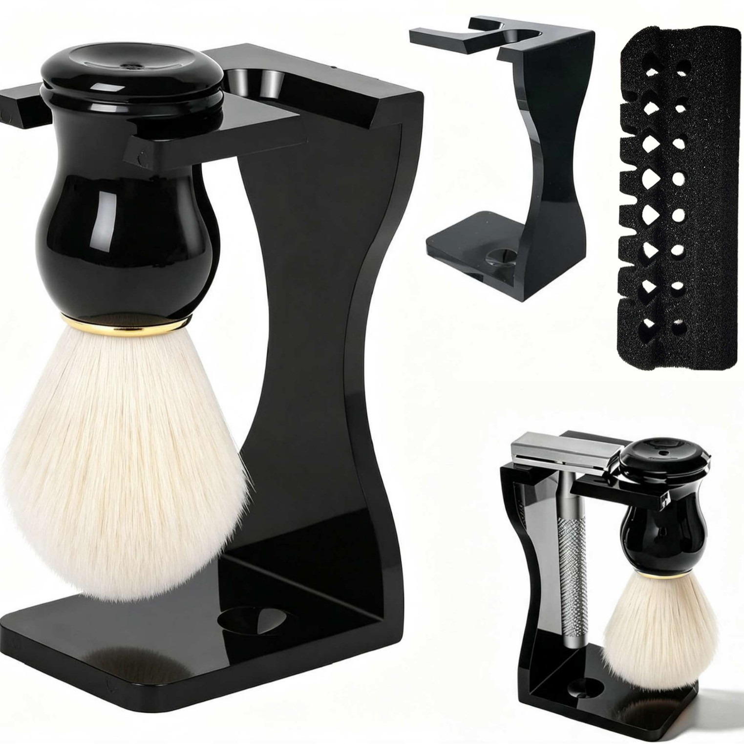 Mens Grooming Travel Kit - Tıraş Fırçası Seti, Kase ve Stand